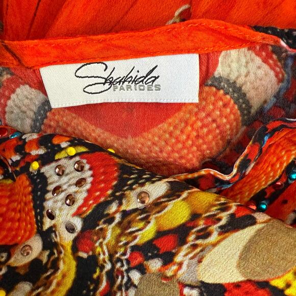 Shahida Parides Nomad Kaftan feather print Lisa Rinna Real Housewives OS One Sz - Picture 11 of 16